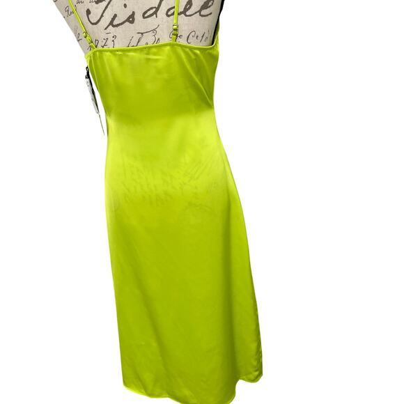 NEW Lime Green BP Nordstrom x Wildfang Slip Dress Spaghetti Strap Side Slit - Picture 6 of 10